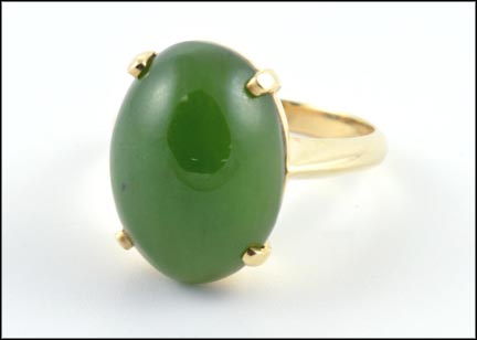 Jade Ring in 10K Yellow Gold LARGE