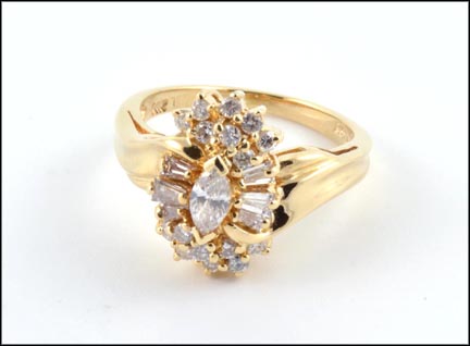 Diamond Cluster Ring in 14K Yellow Gold LARGE