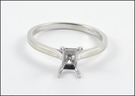 Emerald Cut Ring Mount in 14K White Gold MAIN