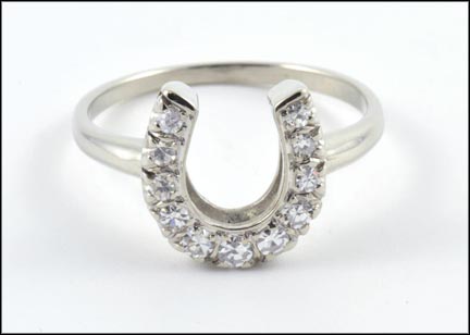 Diamond Horseshoe Ring in 14K White Gold LARGE