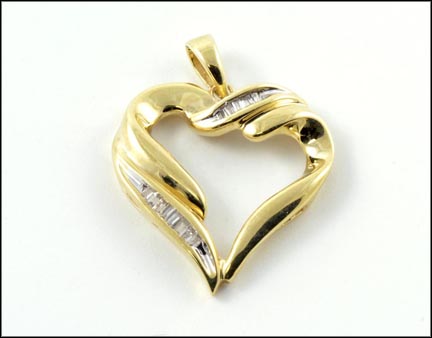 Diamond Accented Heart Pendant in 10K Yellow Gold MAIN