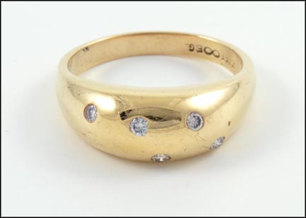 Dome Ring with Diamond Accent in 14K Yellow Gold LARGE