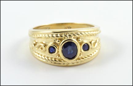 Sapphire Cigar Band Ring in 14K Yellow Gold LARGE