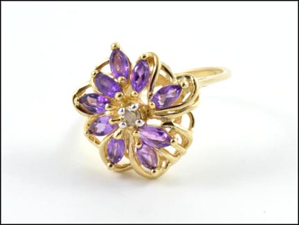 Amethyst Cluster Ring in 10K Yellow Gold MAIN