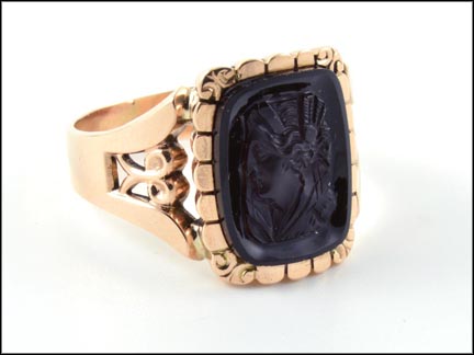 Onyx Intaglio Ring, 1880's in Yellow Gold MAIN