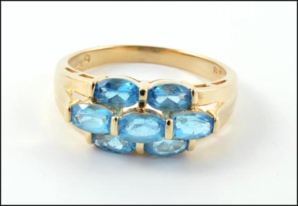 Blue Topaz Cluster Ring in 14K Yellow Gold MAIN