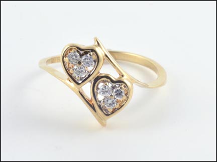 Double Heart Diamond Ring in 10K Yellow Gold MAIN