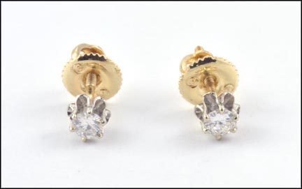 Diamond Screwback Earrings in 14K Yellow Gold LARGE
