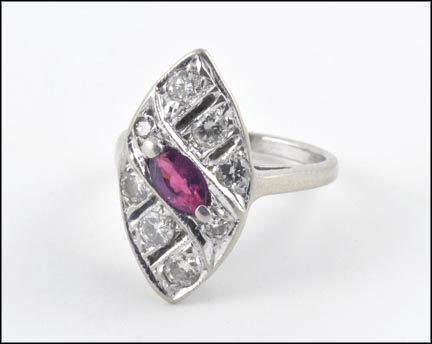 Ruby and Diamond Ring in 14K White Gold MAIN