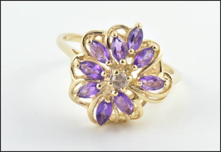 Amethyst Cluster Ring in 10K Yellow Gold MAIN