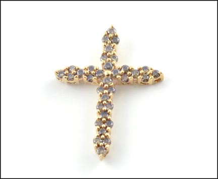 Champagne Diamond Cross in 10K Yellow Gold LARGE