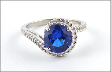 Synthetic Blue Stone Ring in 10K Yellow Gold MAIN