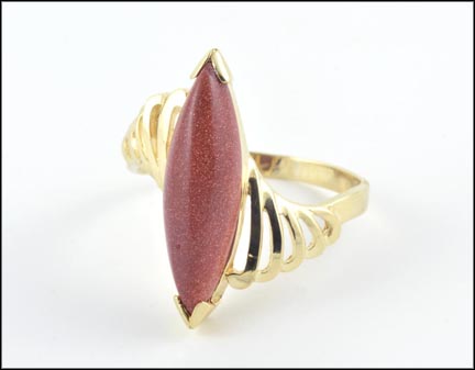 Goldstone Ring in 14K Yellow Gold LARGE
