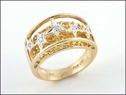 Citrine Ring with Diamond Stars in 14K Yellow Gold MAIN