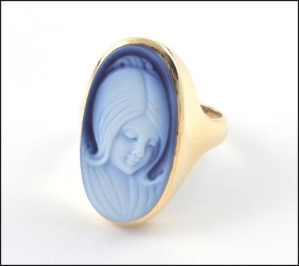Laser Cut Onyx Cameo Ring in 14K Yellow Gold MAIN