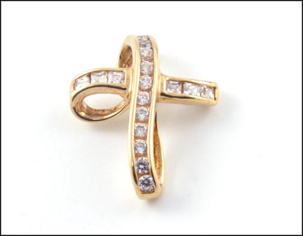 Cubic Zirconia Cross Pendant in 10K Yellow Gold LARGE