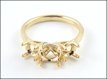Three Stone Ring Mount in 14K Yellow Gold MAIN