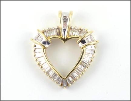 Diamond Baguette Heart Pendant in 14K Yellow Gold MAIN