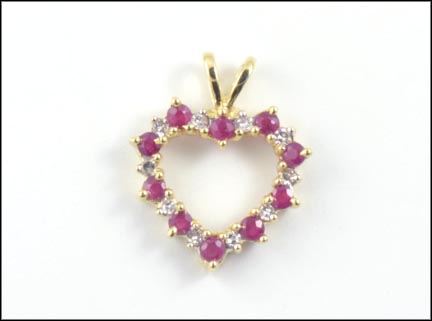Ruby Heart Pendant in 10K Yellow Gold MAIN