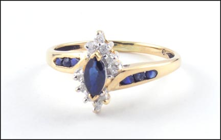 Sapphire and Diamond Ring in 14K Yellow Gold LARGE