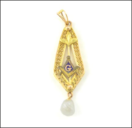 Masonic Lavaliere Pendant in 10K Yellow Gold MAIN
