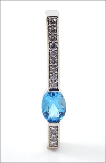 Blue Topaz and Diamond Pendant in 14K White Gold MAIN