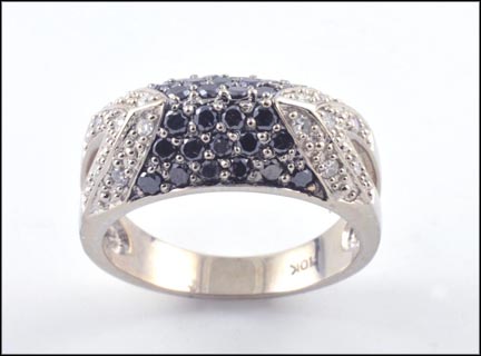 Black and White Diamond Ring in 10K White Gold MAIN