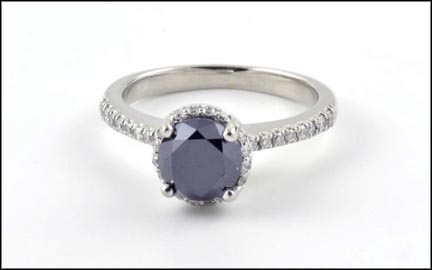 Black Sapphire and Diamond Ring in 10K Yellow Gold LARGE