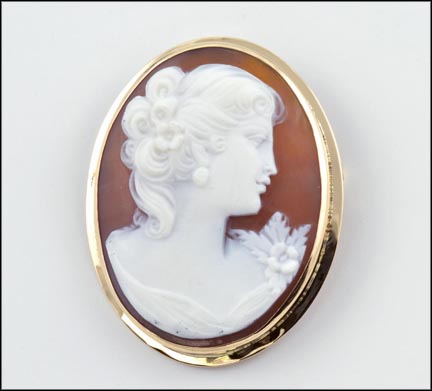 Cameo Pin or Pendant in 14K Yellow Gold MAIN