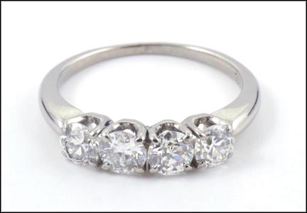 4 Stone Diamond Ring in 18K White Gold LARGE