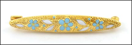 Vintage 1900 Enameled Pin in 14K Yellow Gold MAIN