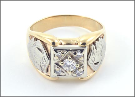 Masonic Diamond Ring in Yellow Gold MAIN