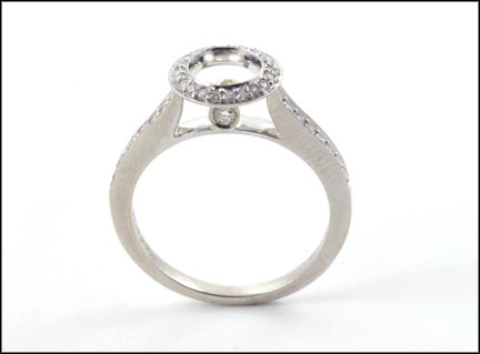 Diamond Halo Ring Mount in 14K White Gold LARGE