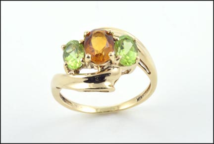 Peridot and Citrine Ring in 10K Yellow Gold LARGE