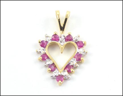 Ruby Heart Pendant in 10K Yellow Gold MAIN