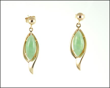 Jadeite Dangle Earrings in Yellow Gold LARGE