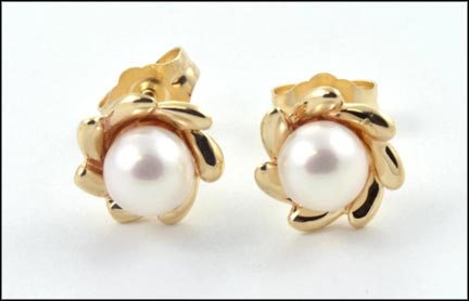 Pearl Earrings in 14K Yellow Gold LARGE