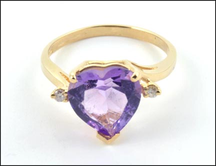 Amethyst Heart with Diamond Accent in 14K Yellow Gold MAIN