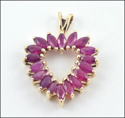 Ruby Heart Pendant in 10K Yellow Gold MAIN