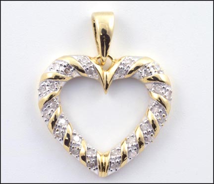 Diamond Encrusted Heart in 14K Yellow Gold MAIN
