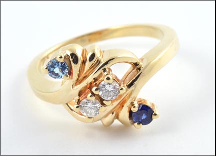 Zircon, Diamond and Sapphire Ring in 14K Yellow Gold MAIN