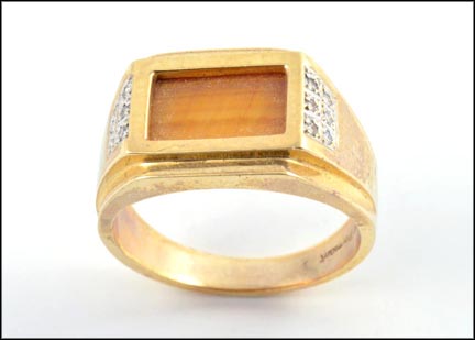 Men's Tiger-Eye Ring in 10K Yellow Gold MAIN