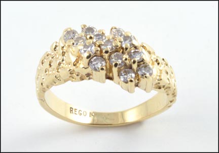 Diamond Cluster Nugget Style Ring in 14K Yellow Gold MAIN