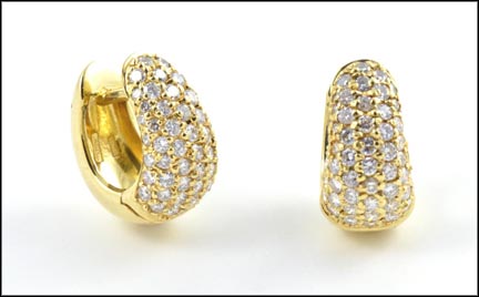 Pave' Diamond Earrings in 18K Yellow Gold LARGE