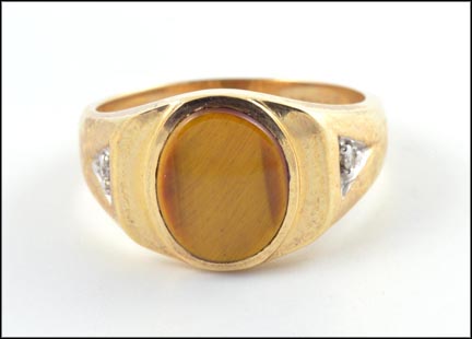 Tiger-Eye Men's Ring in 10K Yellow Gold MAIN