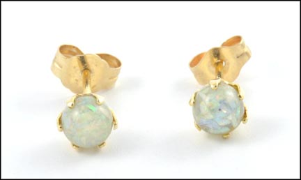 Opal Ball Earrings in 14K Yellow Gold LARGE