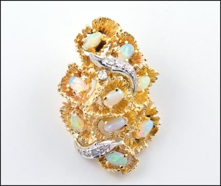 Opal and Diamond Freeform Pendant in Yellow Gold MAIN