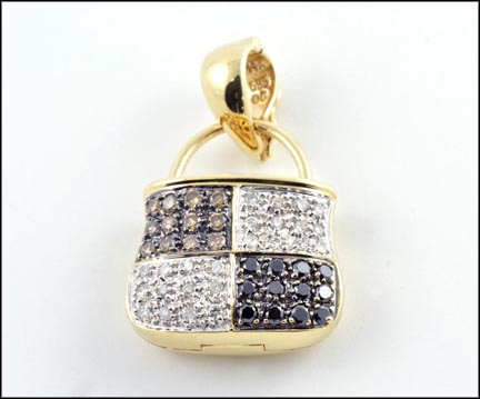 Diamond Handbag Pendant in 14K Yellow Gold MAIN