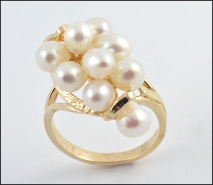 Pearl Cluster Ring in 14K Yellow Gold LARGE