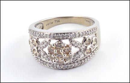 Chocolate and White Diamond Band in 14K White Gold MAIN